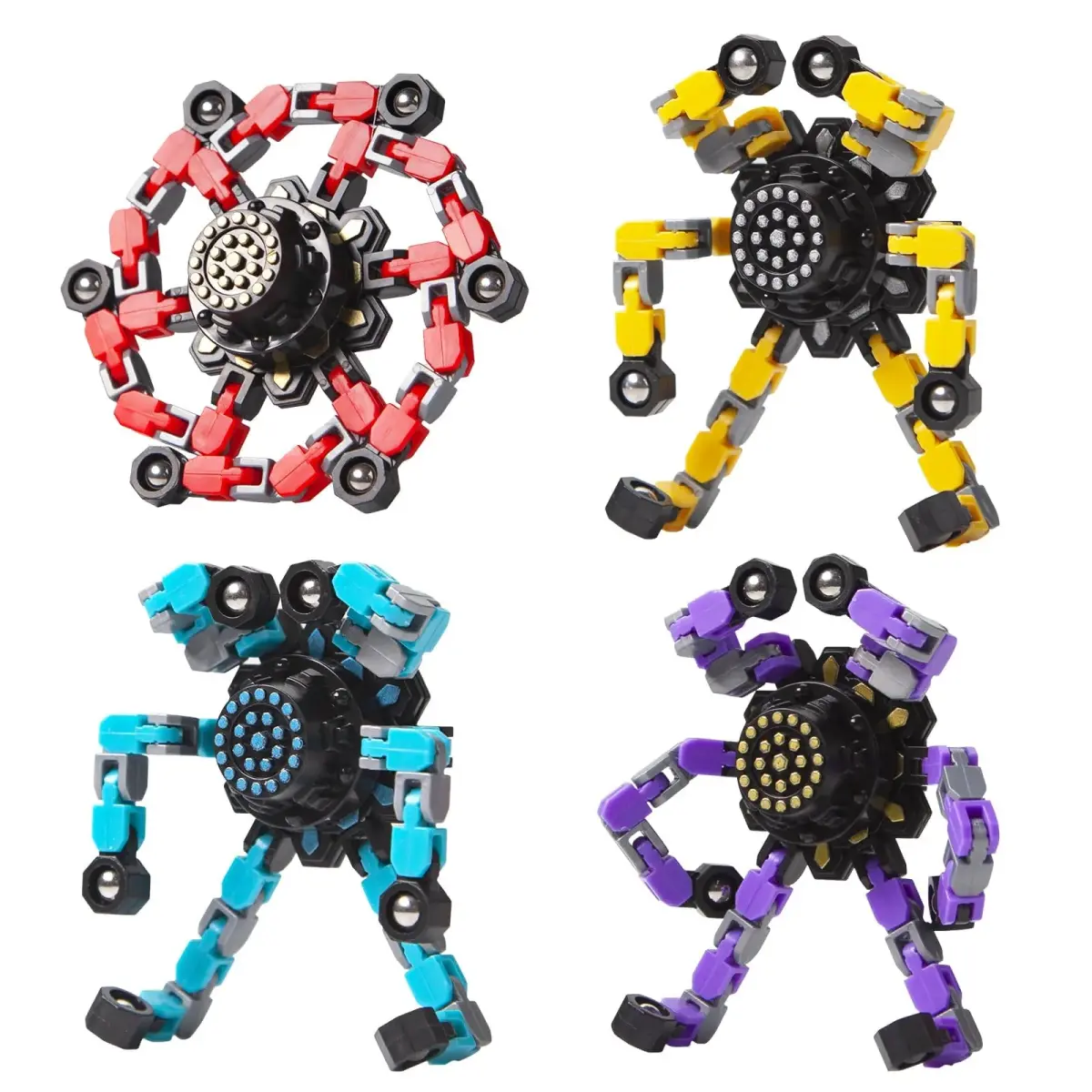 Gokeey Transformable Fidget Spinners 4-Pack | ASTM-Tested Educational Toy for Kids 3-14 - main product image