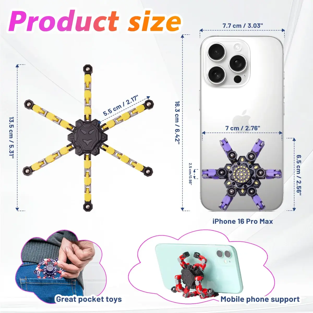 Gokeey Transformable Fidget Spinners 4-Pack | ASTM-Tested Educational Toy for Kids 3-14 - view 5