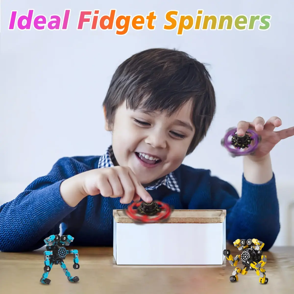 Gokeey Transformable Fidget Spinners 4-Pack | ASTM-Tested Educational Toy for Kids 3-14 - view 2