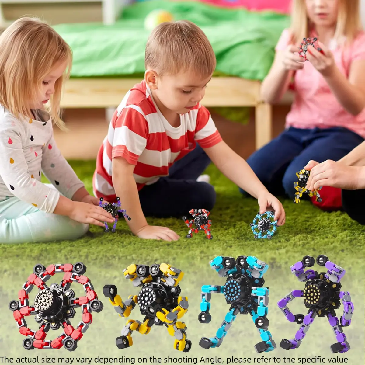 Gokeey Transformable Fidget Spinners 4-Pack | ASTM-Tested Educational Toy for Kids 3-14 - view 3
