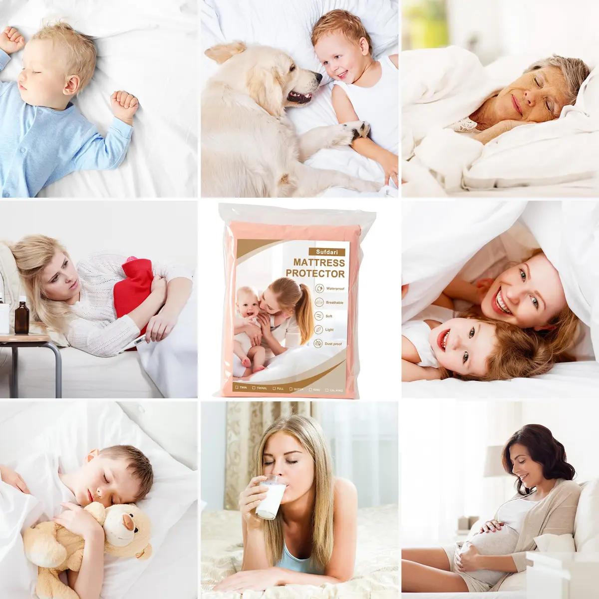 Sufdari Full Size Waterproof Mattress Protector with 18" Deep Pocket | Washable & Breathable - view 8