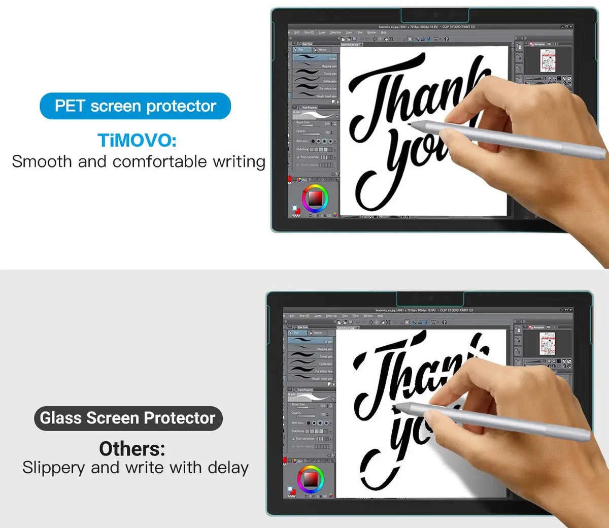 TiMOVO 2 Pack Paper Screen Protector for Surface Pro 11/10/9/8/X 13 Inch | Anti-Glare & Responsive - view 4