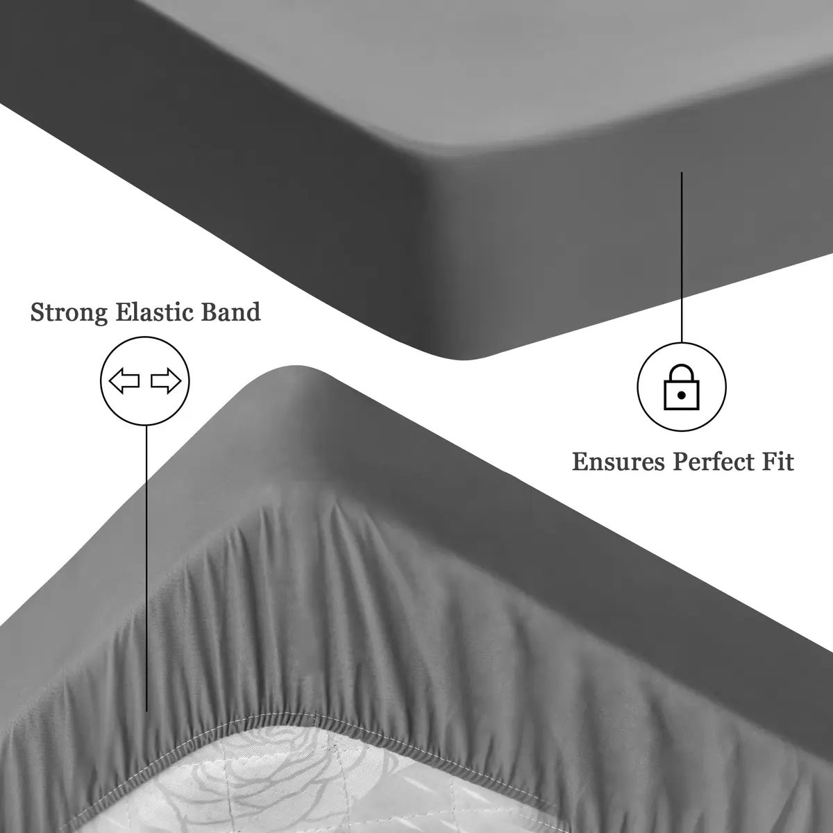Sufdari Full Size Mattress Protector Waterproof Fitted Sheet Style 18" Deep Pocket Gray - view 4