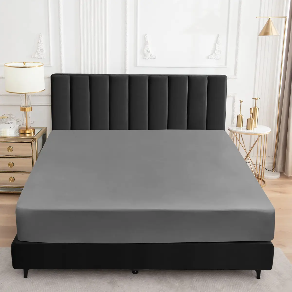 Sufdari Full Size Mattress Protector Waterproof Fitted Sheet Style 18" Deep Pocket Gray - view 3