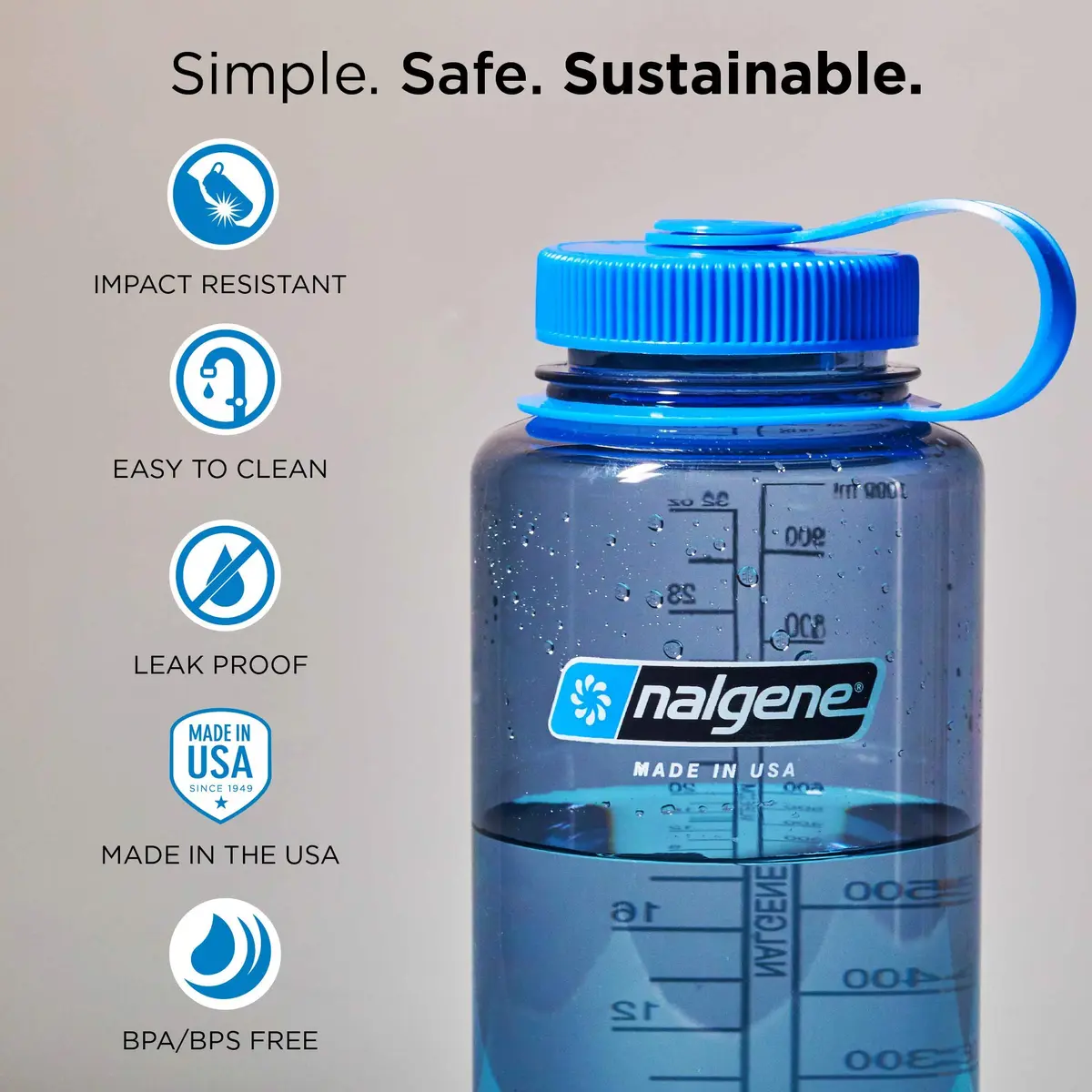 Nalgene Sustain Tritan BPA-Free Water Bottle 1 L (32 oz) Wide Mouth | Leak-Proof & Dishwasher Safe - view 2