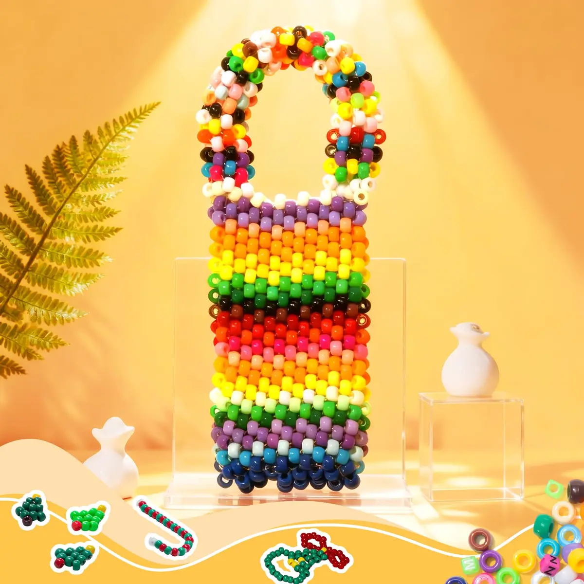 Simetufy Pony Beads for Bracelet Making 1200 pcs | Multi-Colored 6x9mm for DIY Crafts - view 5