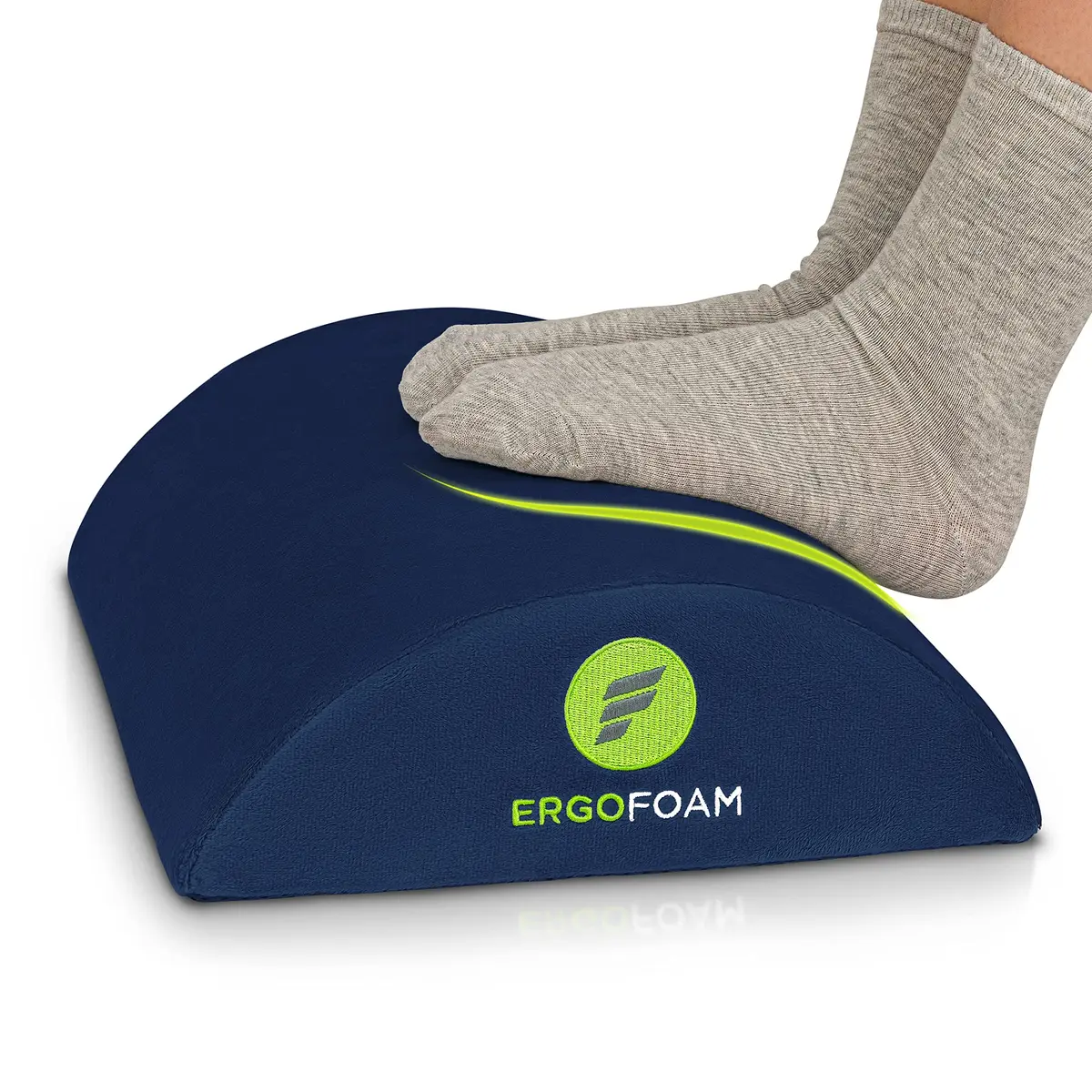 ErgoFoam Ergonomic Foot Rest Under Desk - Premium Velvet Soft Foam for Comfortable Rest; Navy Blue | 43.7cm x 29.4cm x 10.4cm (17.3" x 11.5" x 3.9") - main product image