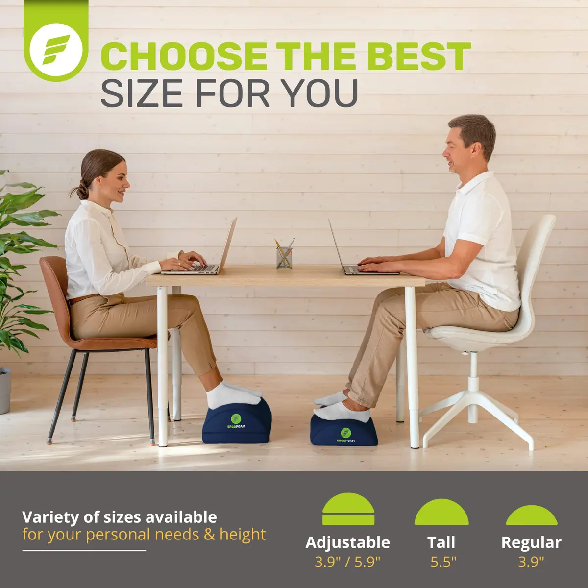 ErgoFoam Ergonomic Foot Rest Under Desk - Premium Velvet Soft Foam for Comfortable Rest; Navy Blue | 43.7cm x 29.4cm x 10.4cm (17.3" x 11.5" x 3.9") - view 2