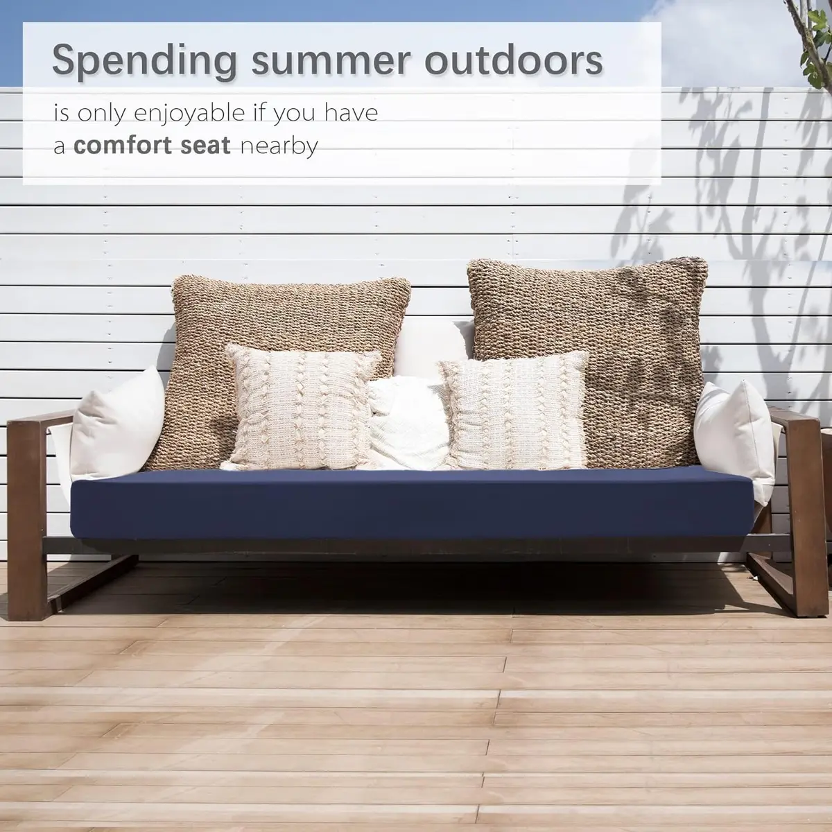 Favoyard Outdoor Bench Cushion 48 x 18 Inch Blue Waterproof Support - view 6