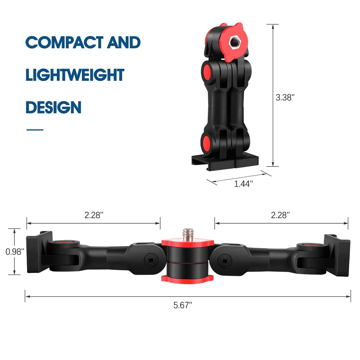 ChromLives Cold Shoe Mount Adapter with Phone Clip, Rotatable Dual Cold Shoe Extension Bracket for LED Light/Microphone - view 6