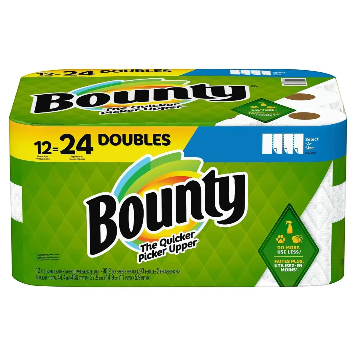 Bounty Select-A-Size Double 2-Ply Paper Towels, 1320 Sheets (12 Rolls) | Absorbent & Strong for Any Mess - main product image