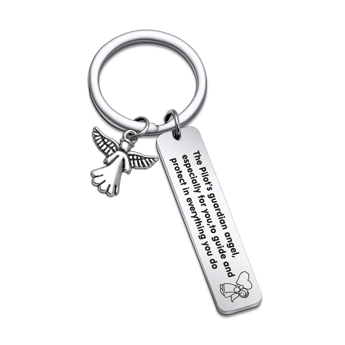 NOTHERS RSZOTW Pilot Prayer Keychain | Stainless Steel Travel Jewelry (70-120 chars) - main product image