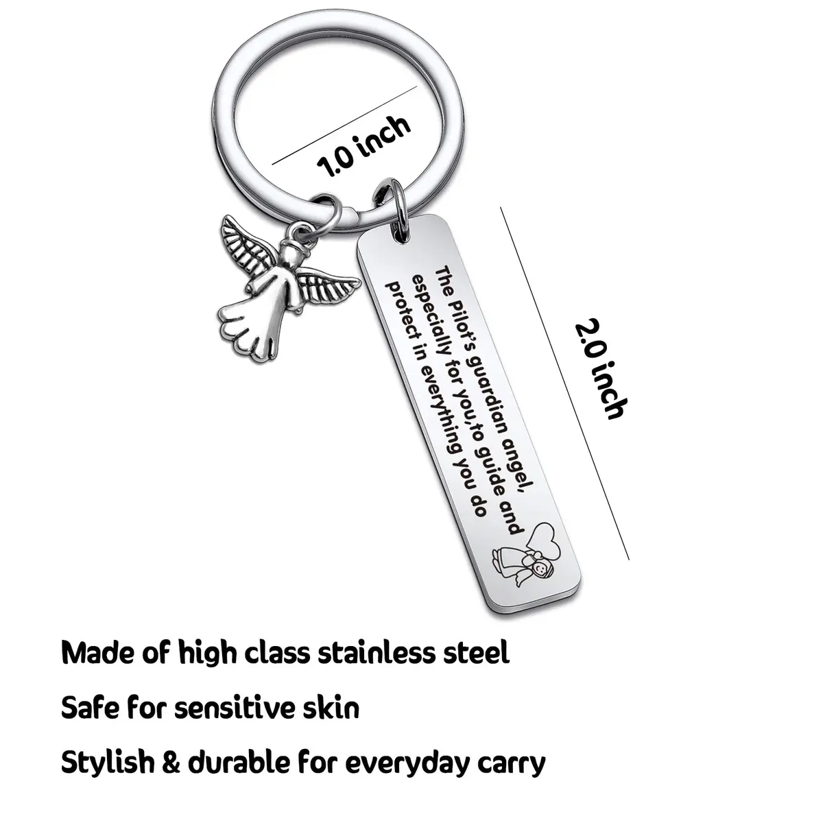 NOTHERS RSZOTW Pilot Prayer Keychain | Stainless Steel Travel Jewelry (70-120 chars) - view 2