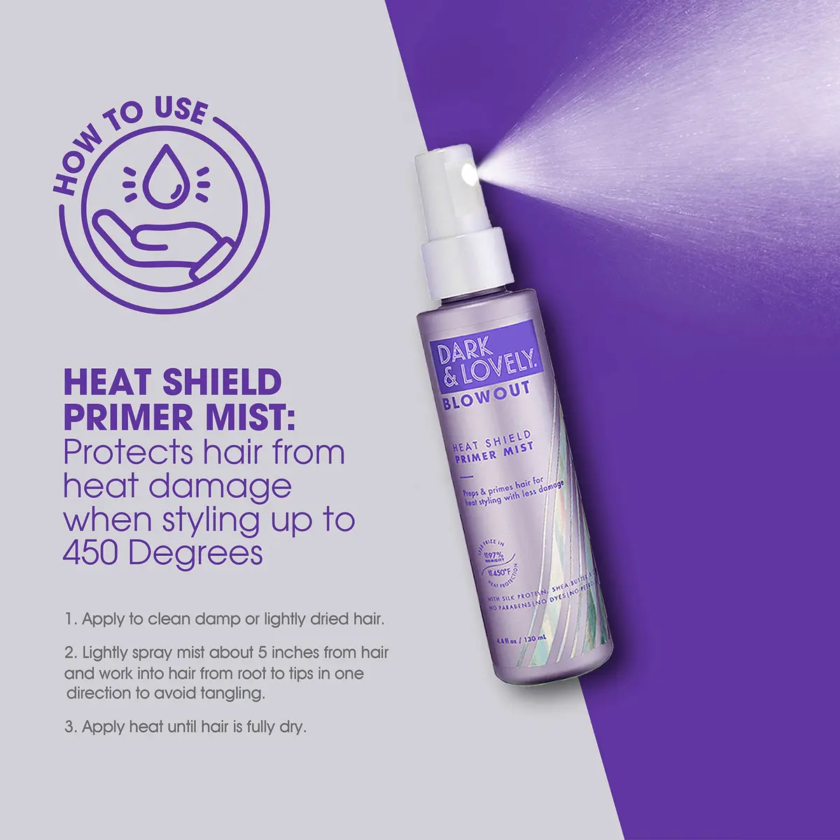 SoftSheen-Carson Dark and Lovely Blowout Heat Shield Hair Primer, 4.4 fl oz | Heat Protectant with Castor Oil for Curly & All Hair Types - view 2