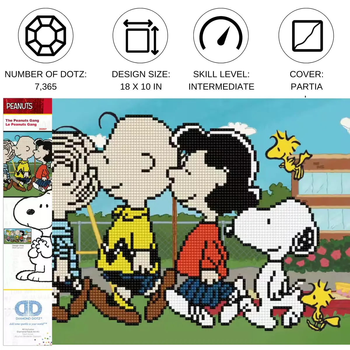 DIAMOND DOTZ The Peanuts Gang Snoopy Diamond Painting Kit for Adults | Sparkling Mosaic Art, 10x18 Inches - view 2