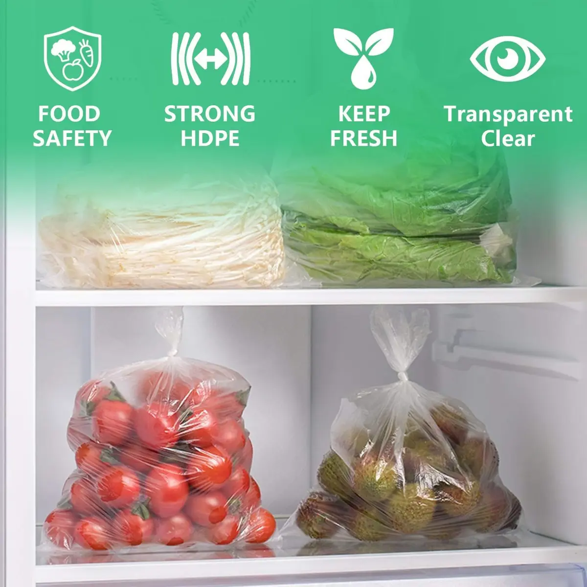 9527 Product 12" x 20" Clear Plastic Produce Bag | Food Storage Roll for Fruits & Vegetables - view 4