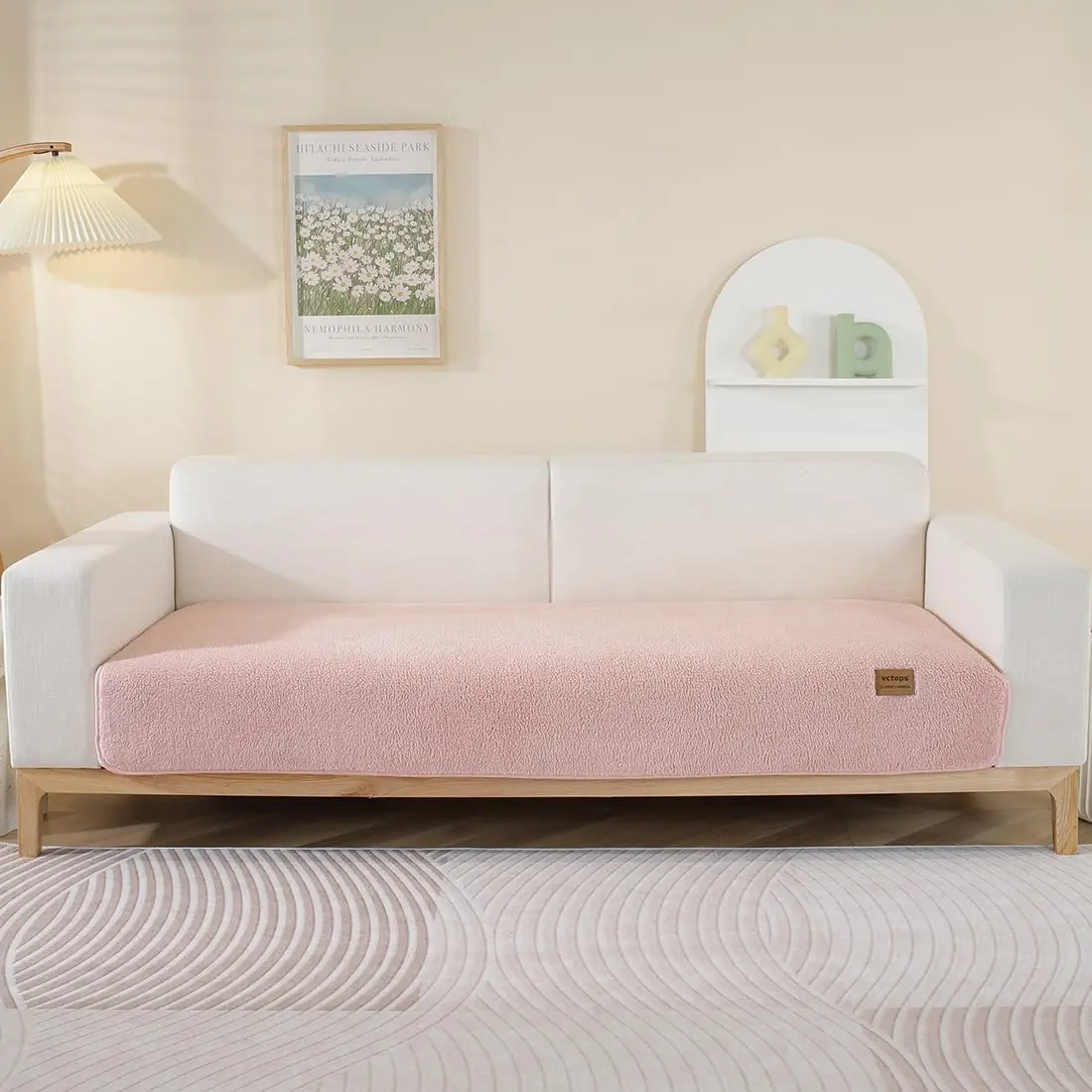 vctops Sherpa Fleece Sofa Couch Cover Pink | Super Soft & Warm Plush 28"x59" - view 4