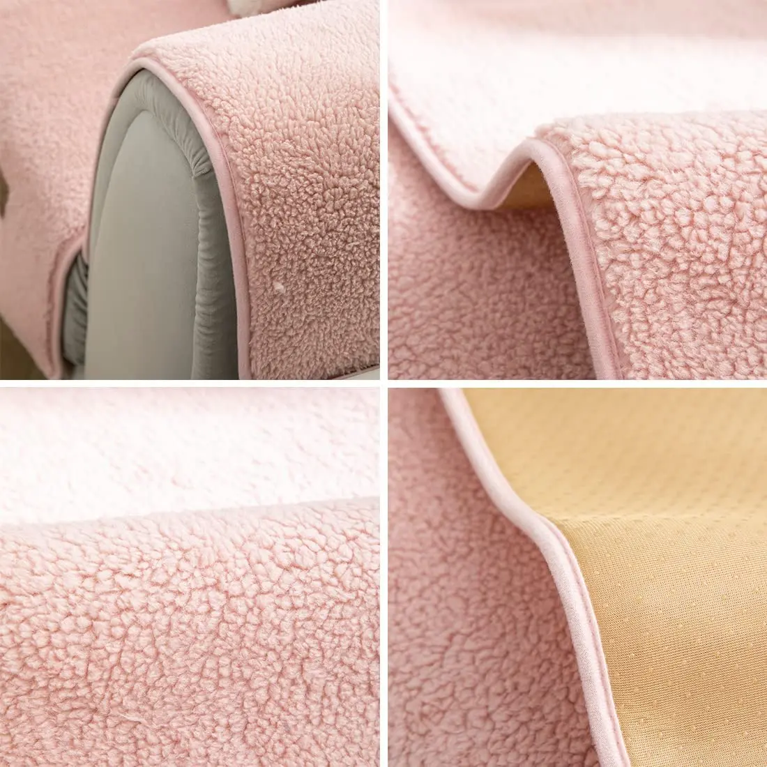 vctops Sherpa Fleece Sofa Couch Cover 36"x36" | Super Soft Plush Fuzzy Non Slip Furniture Protector (Pink) - view 6
