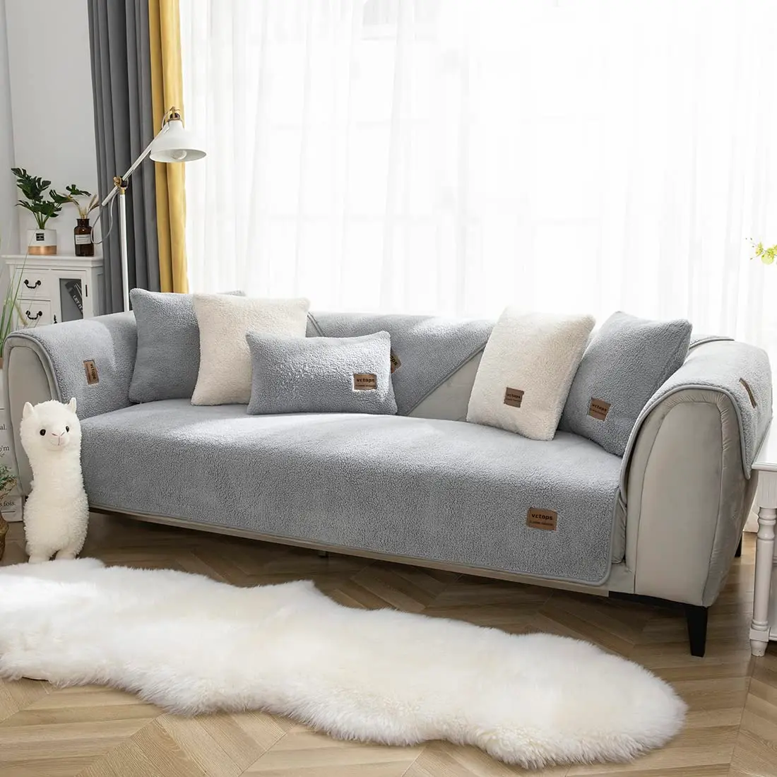 vctops Sherpa Fleece Sofa Couch Cover 28"x47" | Super Soft Warm Plush Furniture Protector - view 5