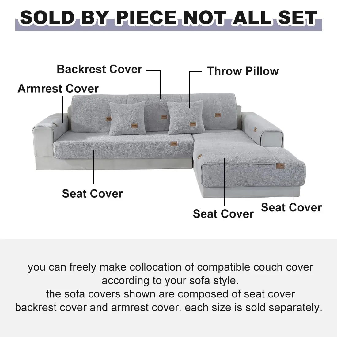 vctops Sherpa Fleece Sofa Couch Cover 28"x47" | Super Soft Warm Plush Furniture Protector - view 2