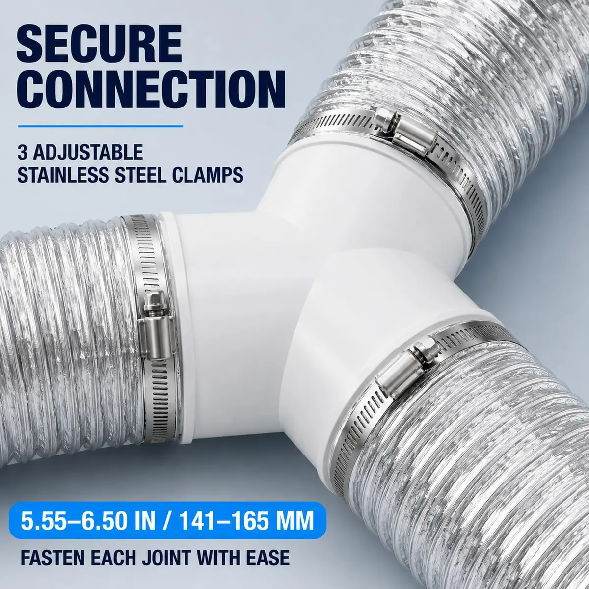 Enenes Duct Splitter 6 Inch 3 Way Duct Connector for HVAC, Dryer Vent Hose | Seamless Ventilation System Accessory - view 6