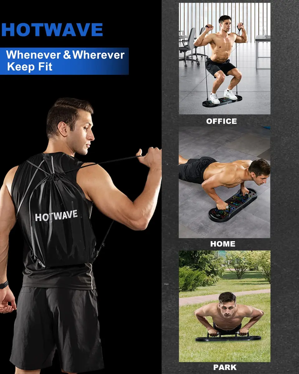 HOTWAVE Push Up Board, Portable Foldable 20 in 1 Home Gym Equipment for Men & Women - view 4