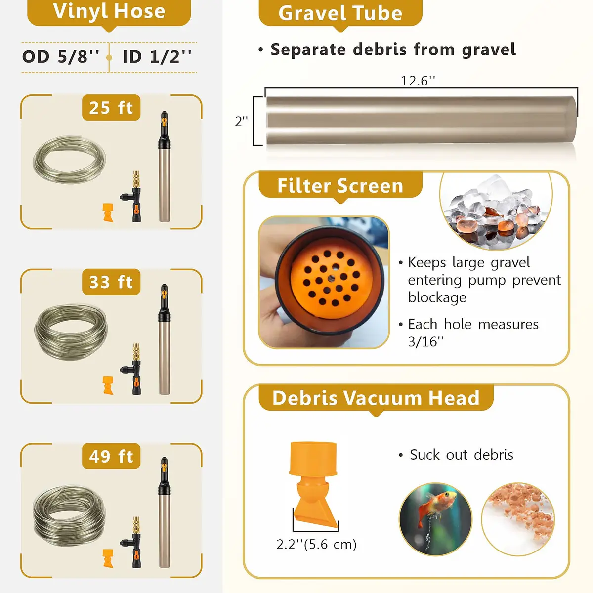 hygger Aquarium Water Change Kit with Metal Faucet Connector 25FT | Easy Gravel Vacuum & Drain - view 6