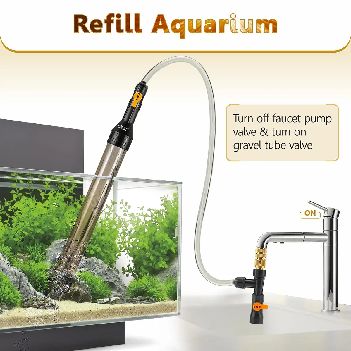 hygger Aquarium Water Change Kit with Metal Faucet Connector 25FT | Easy Gravel Vacuum & Drain - view 4
