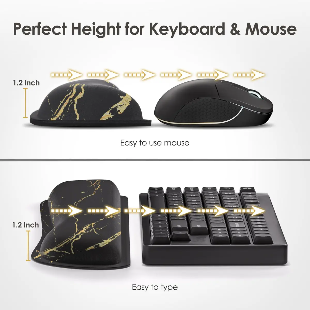 Gimars Upgrade Enlarge Gel Memory Foam Keyboard Wrist Rest Pad & Mouse Wrist Cushion Set, Marble Pattern, 3-Piece Set | Ergonomic Support for Typing Pain Relief - view 6