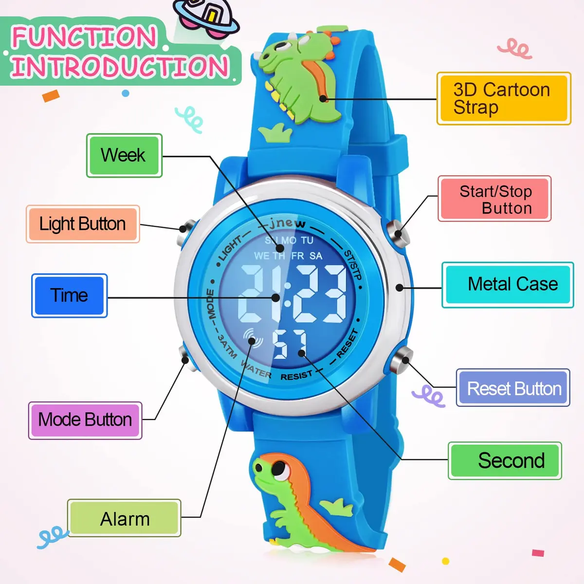 Viposoon Kids Digital Watch for Boys 3-10 Years | Waterproof, Shockproof, Easy Read (70-120 chars) - view 2