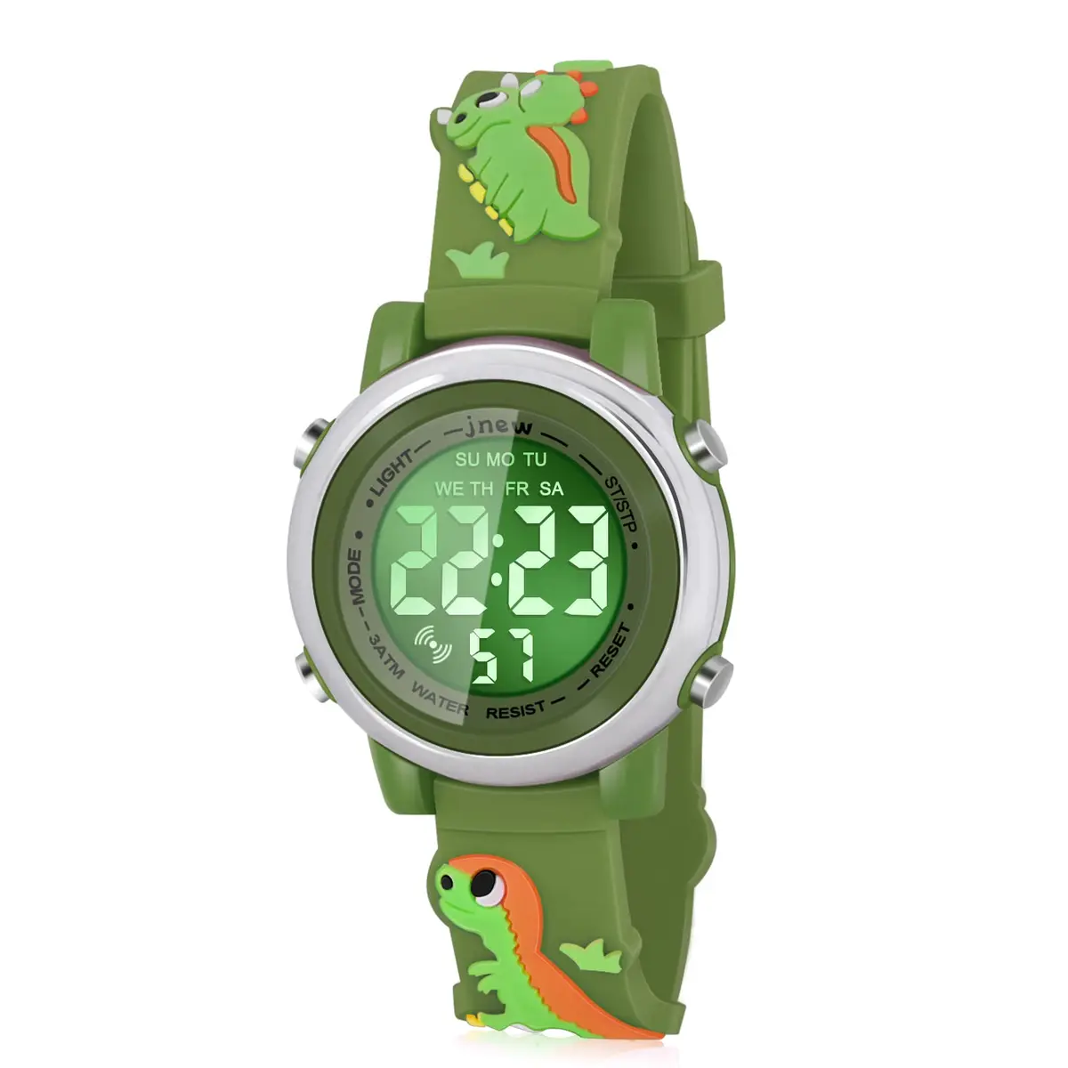 Viposoon Boys' Cartoon Watch Green Silicone Strap | 3ATM Water Resistant Digital Watch for Kids Ages 3-10 - main product image