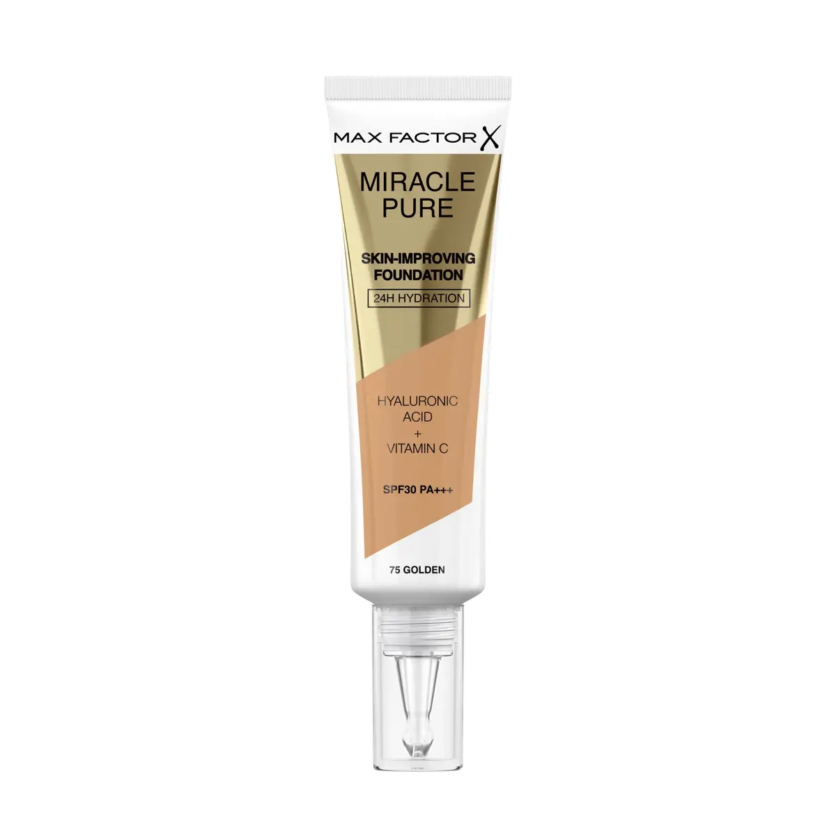 Max Factor Miracle Pure Skin-Improving Foundation 75 Golden | Hydrating, Collagen-Boosting, SPF 30, 30ml - main product image