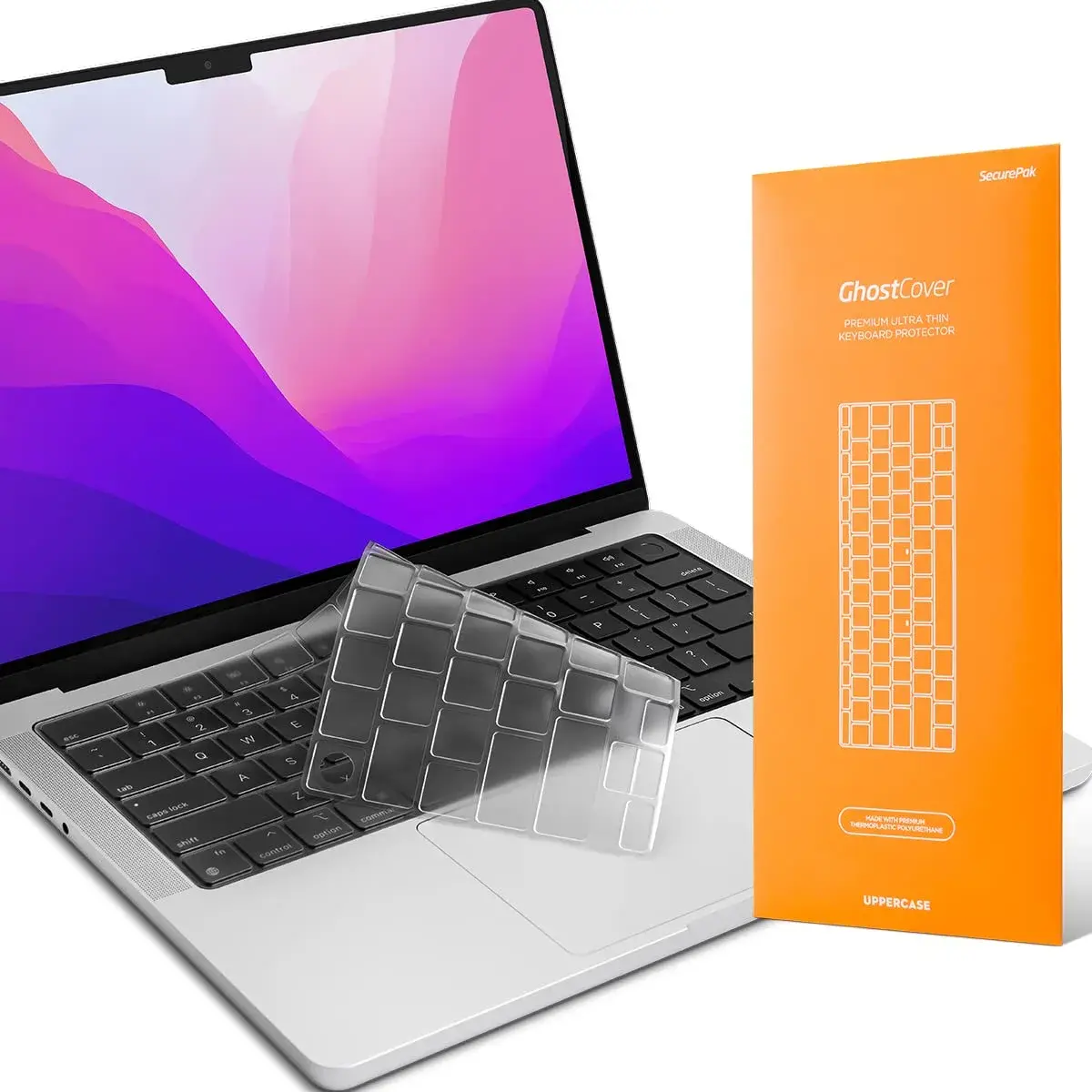 UPPERCASE GhostCover Ultra Thin Keyboard Protector for MacBook Pro 14"/16" & Air 13"/15" M1-M5, Clear | US ANSI Layout - main product image