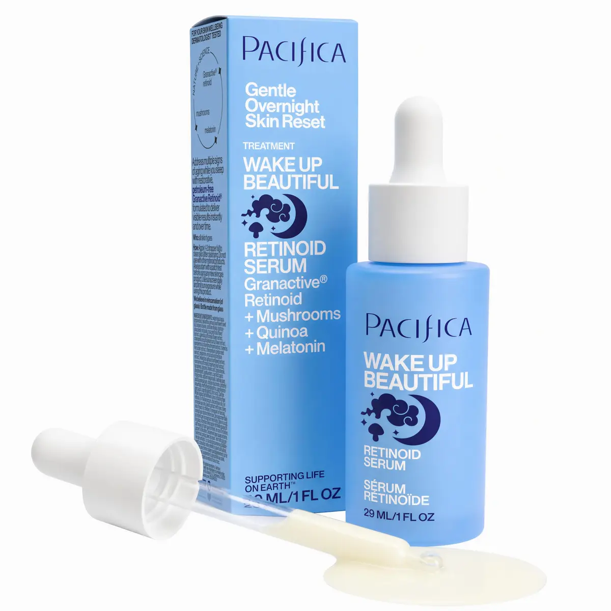 Pacifica Retinol Serum for Face - Wake Up Beautiful Night Serum | Anti-Aging & Brightening, Vegan & Cruelty-Free (1 Fl Oz) - main product image
