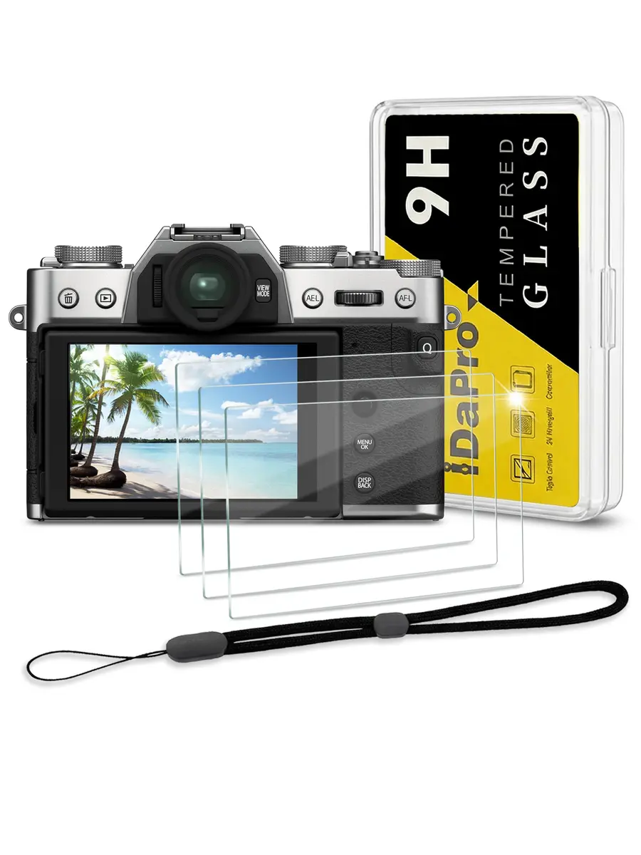 iDaPro Screen Protector for Fujifilm X-T30 II, 9H Tempered Glass | Scratch & Drop Resistant, Ultra Clear, 0.3mm Thin, Includes Wrist Strap - main product image
