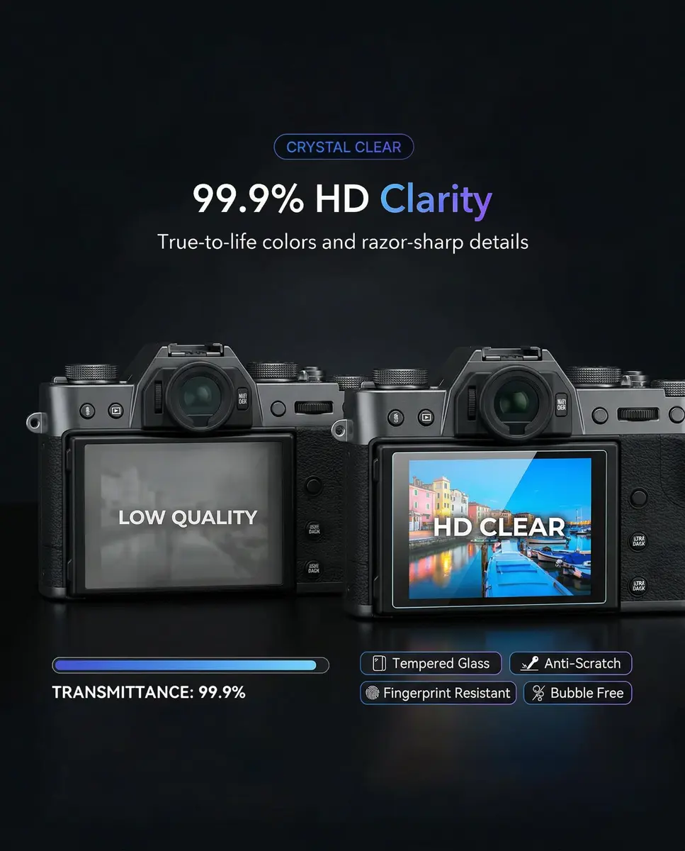 iDaPro Screen Protector for Fujifilm X-T30 II, 9H Tempered Glass | Scratch & Drop Resistant, Ultra Clear, 0.3mm Thin, Includes Wrist Strap - view 5