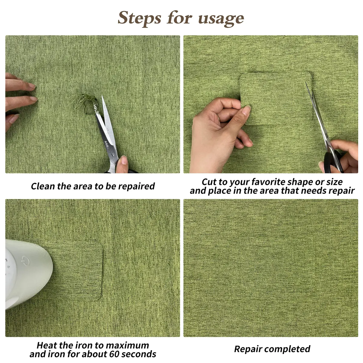 KING MOUNTAIN Off-White Linen Fabric Iron-On Repair Patch 2.27 m (60") | Durable & Easy to Apply for Garment & Home Repair - view 6