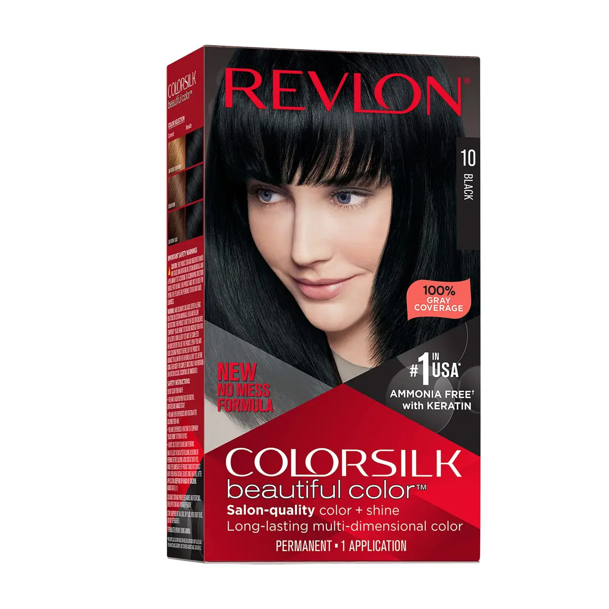 Revlon Colorsilk Beautiful Color Permanent Hair Color 010 Black | Ammonia-Free Gray Coverage - main product image