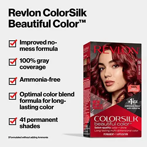 Revlon Colorsilk Beautiful Color Permanent Hair Color 010 Black | Ammonia-Free Gray Coverage - view 2