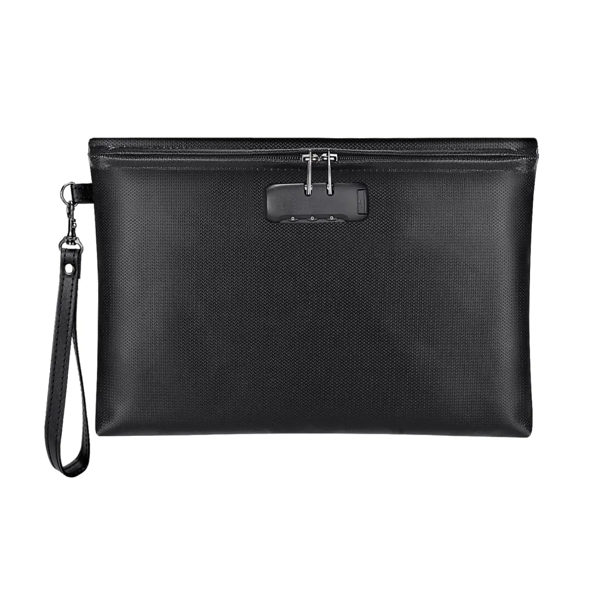 ZOOPIP Fireproof Money Bag with Lock, Black 28.45cm x 19.3cm (11.2"x7.6") | Secure Document & Cash Pouch - main product image