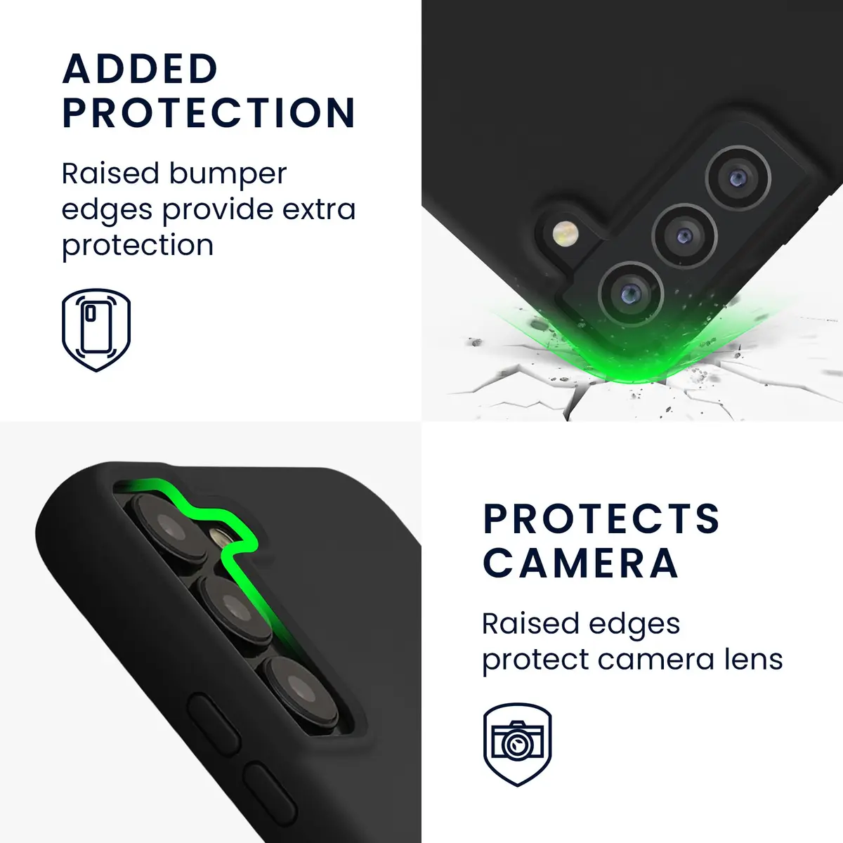 kwmobile Black Matte TPU Silicone Case for Samsung Galaxy S22 Plus | Non-Slip Grip & Shockproof Protection - view 3