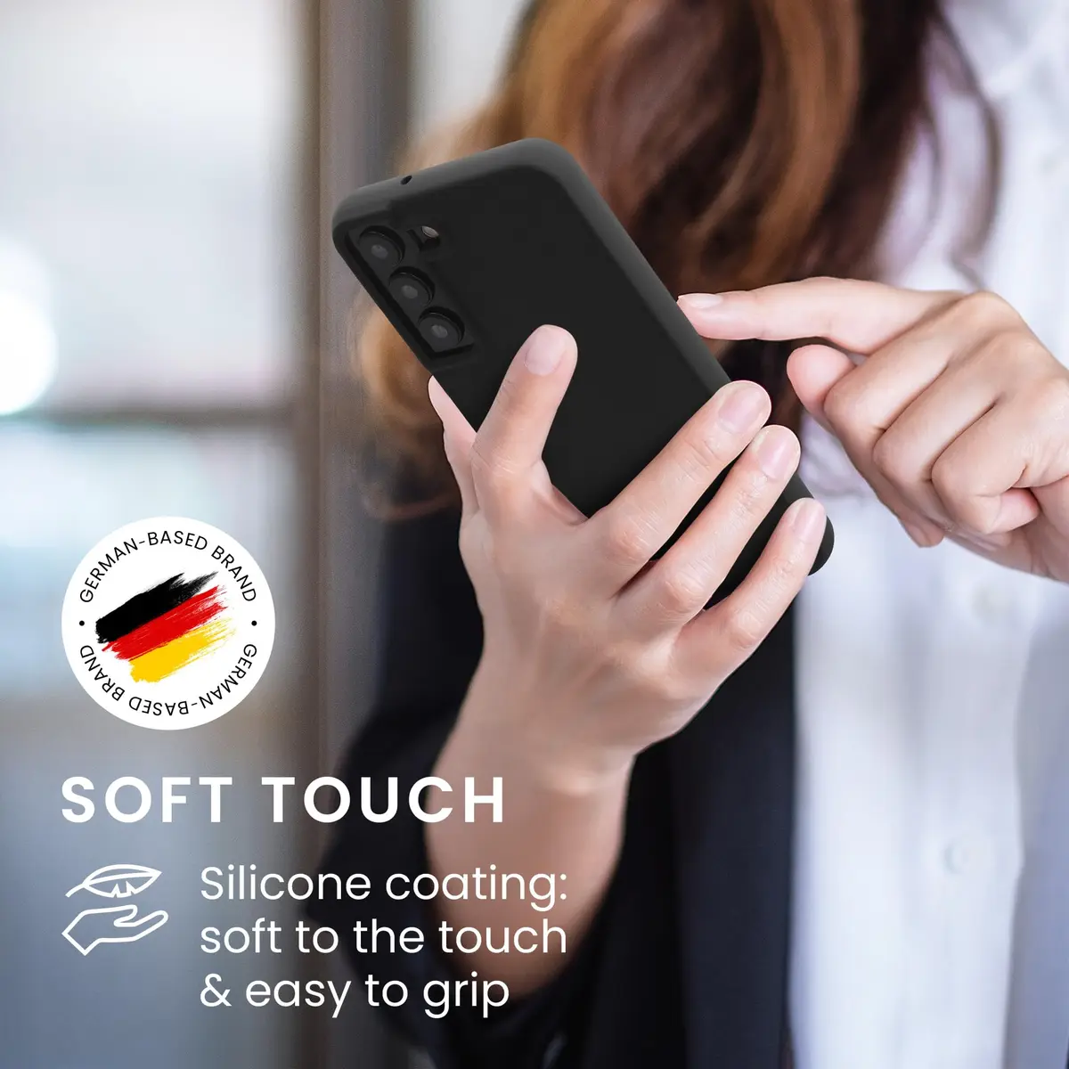 kwmobile Black Matte TPU Silicone Case for Samsung Galaxy S22 Plus | Non-Slip Grip & Shockproof Protection - view 4