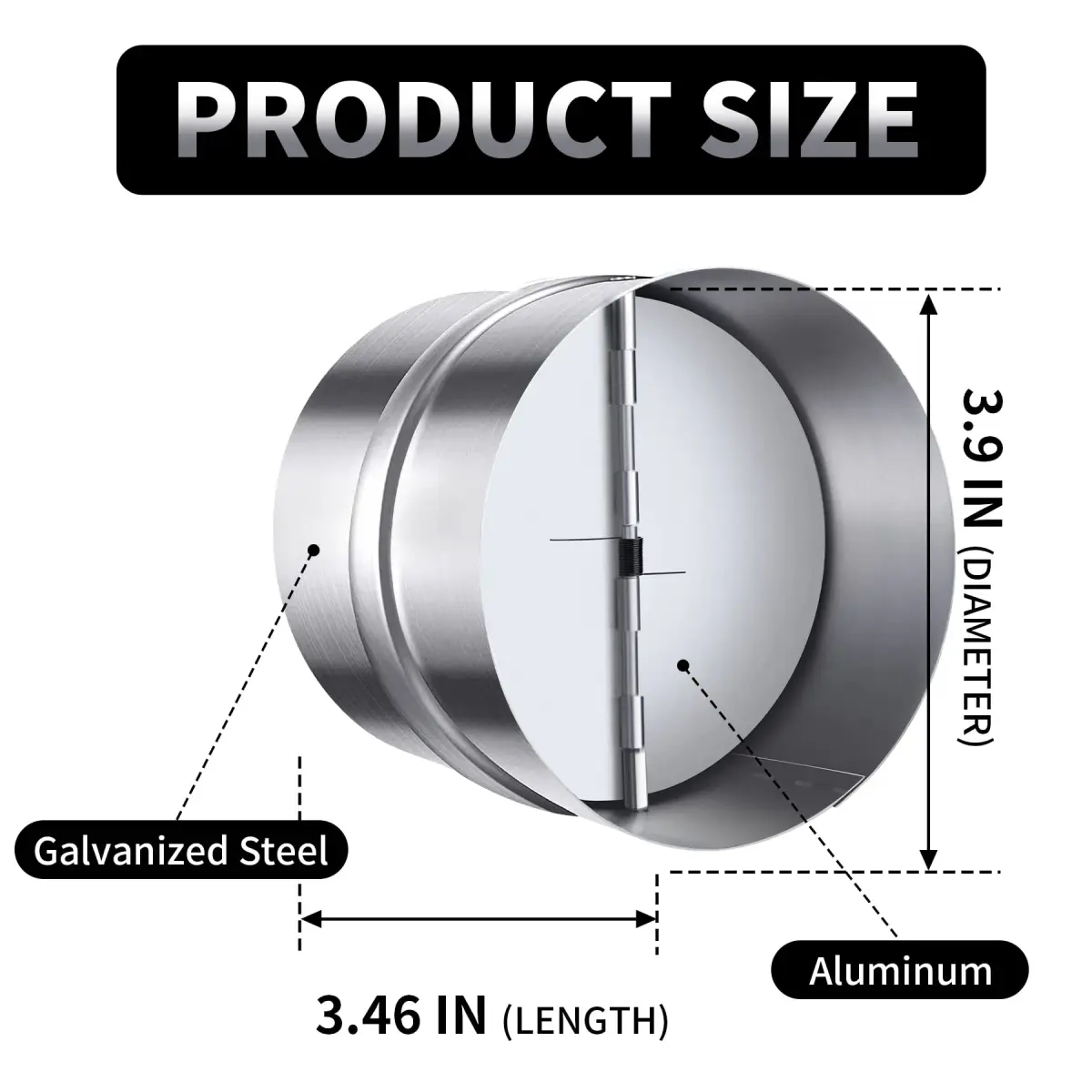 Miuwauer 4 Inch Backdraft Damper HVAC Duct Blocker | Prevents Airflow When Fan Is Off - view 2