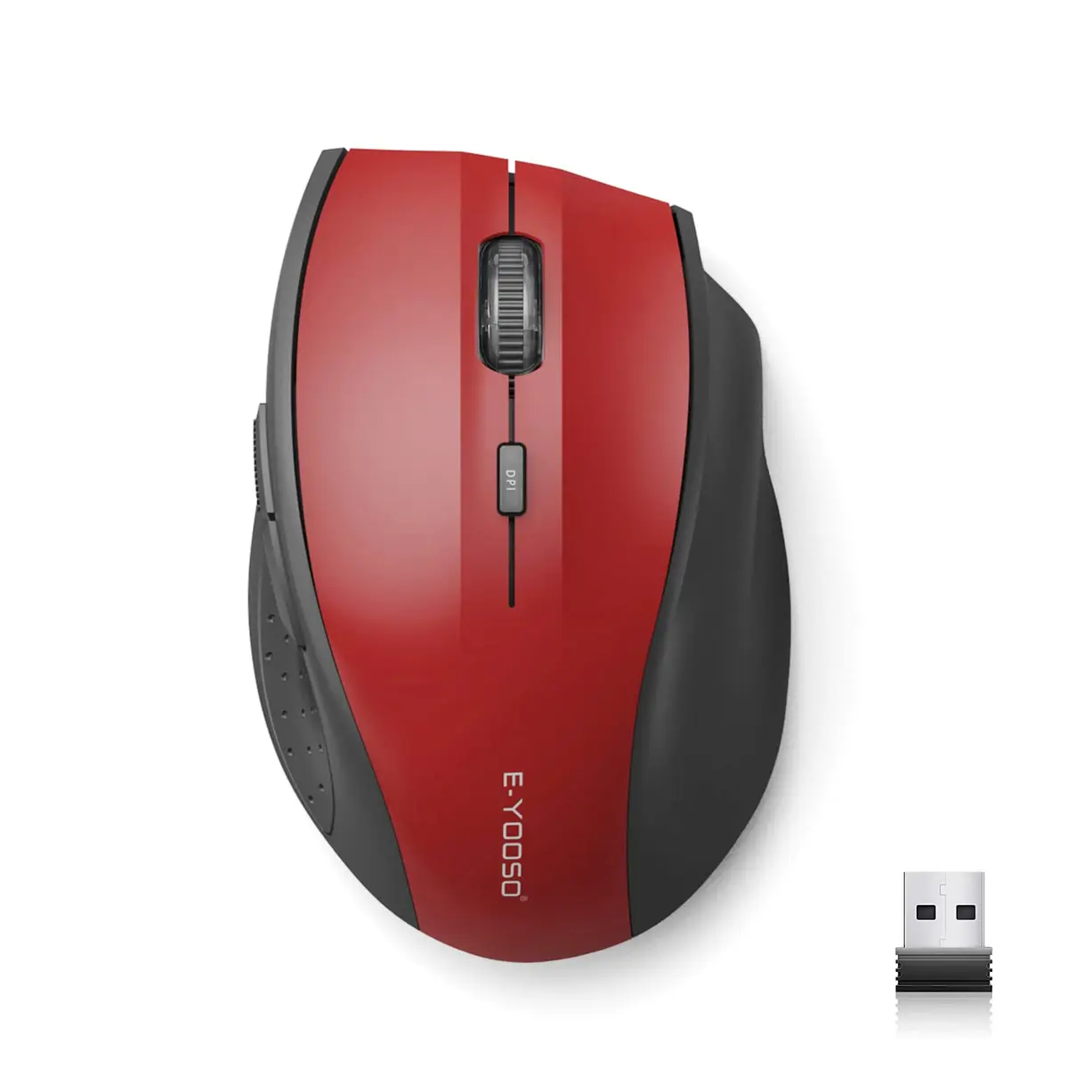 E-YOOSO Wireless Mouse for Laptop | 5-Level 4800 DPI, 18 Months Battery Life, Cordless 2.4GHz, Red - main product image