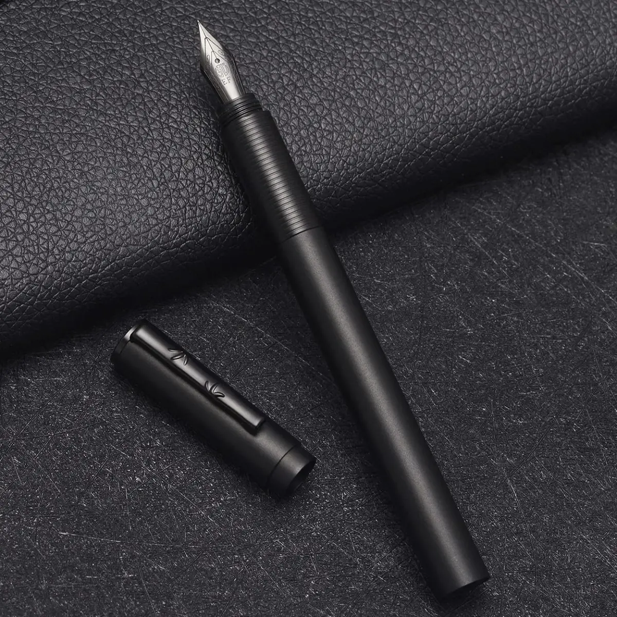 erofa H3 Fountain Pen Titanium Black Fine Nib with Bamboo Clip, Aluminum Alloy Writing Pen 13.5cm (5.3in) - main product image