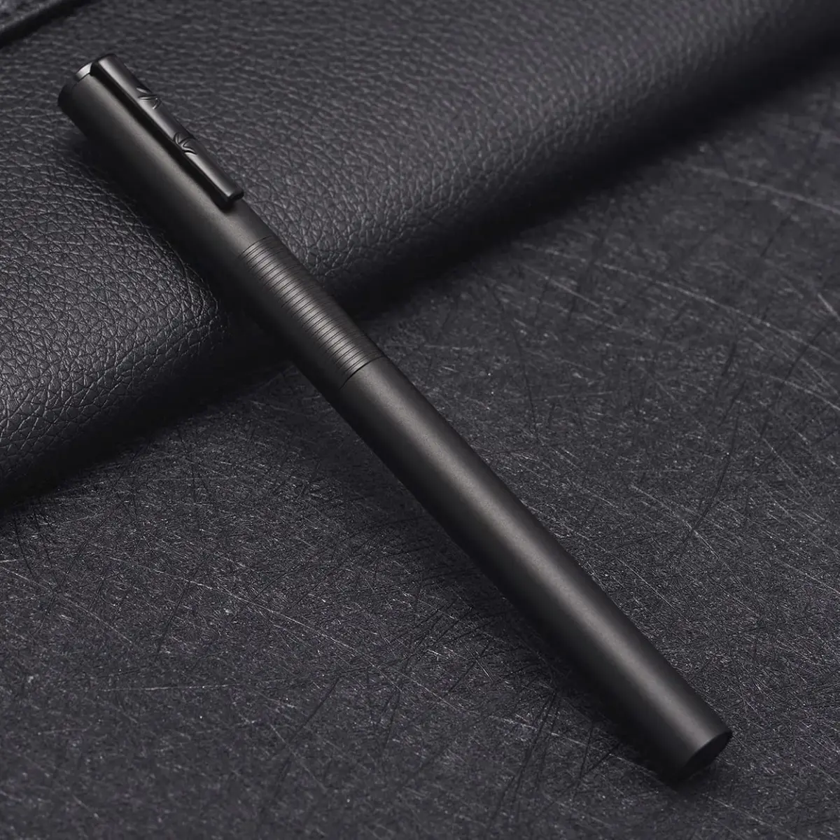 erofa H3 Fountain Pen - Titanium Black Bent Nib with Bamboo Clip, 0.5mm Fine Point - view 2
