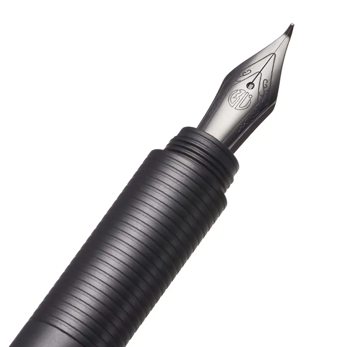 erofa H3 Fountain Pen - Titanium Black Bent Nib with Bamboo Clip, 0.5mm Fine Point - view 4