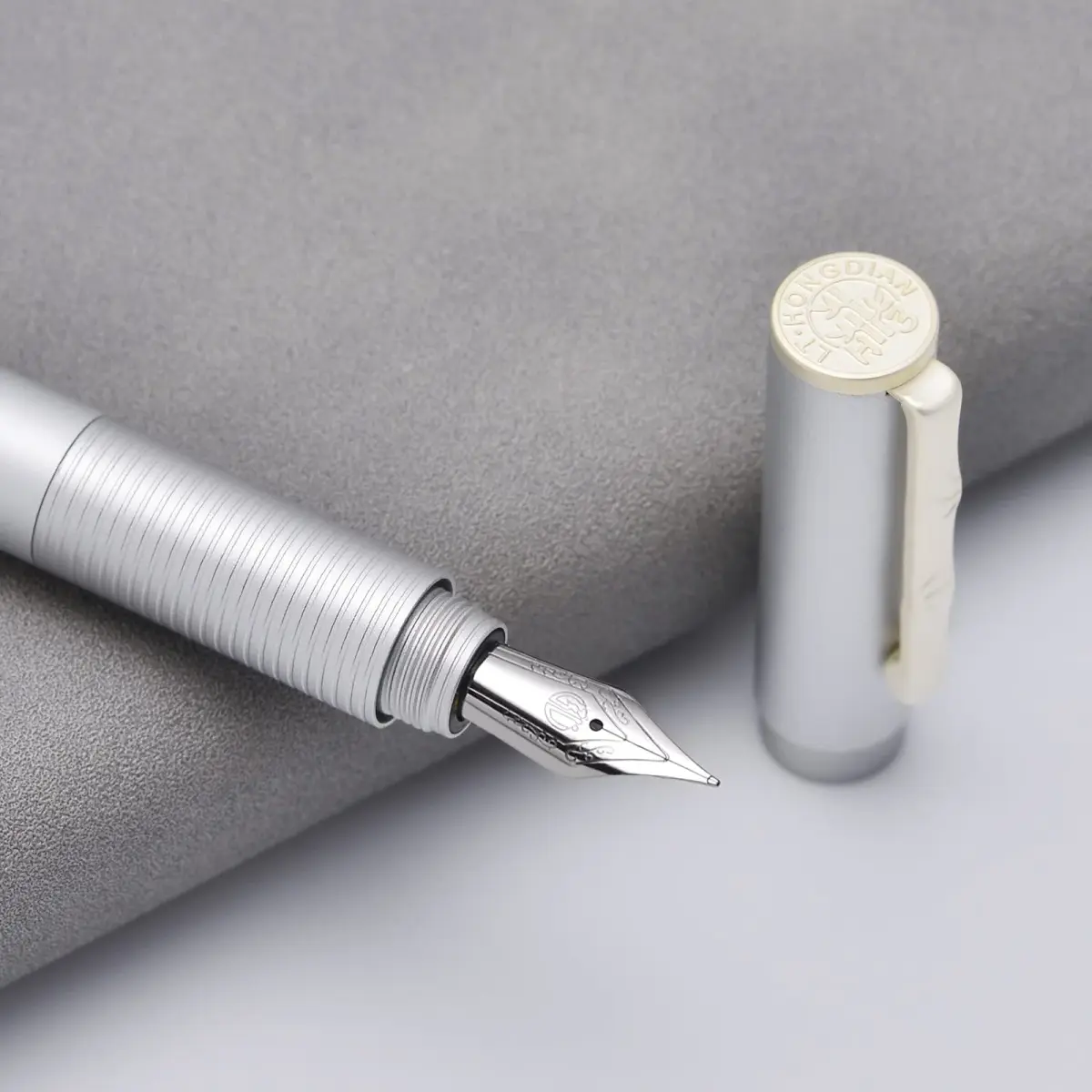 erofa H3 Fountain Pen Fine Nib with Bamboo Clip, Silver Aluminum Alloy Writing Pen 135mm (0.5in) - view 6