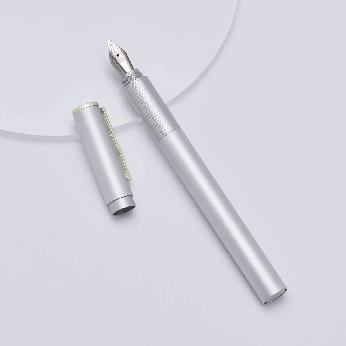 erofa H3 Fountain Pen Fine Nib with Bamboo Clip, Silver Aluminum Alloy Writing Pen 135mm (0.5in) - view 3