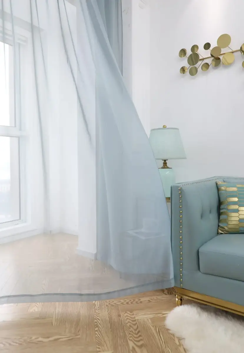PHILEASY Light Gray Sheer Curtains 108" Long (Pack of 2) - Light Filtering Rod Pocket Panels - view 3